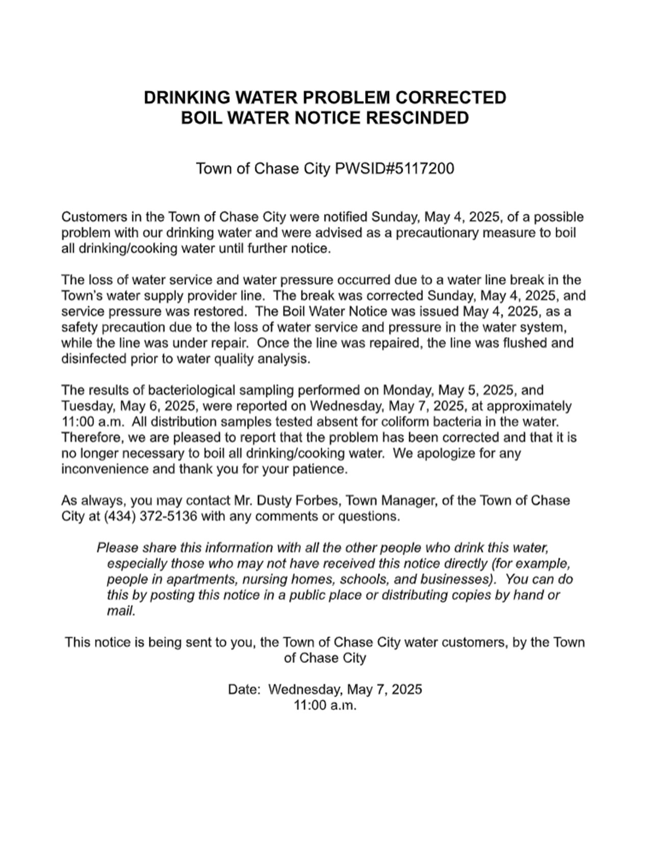 Boil Water Rescind525A